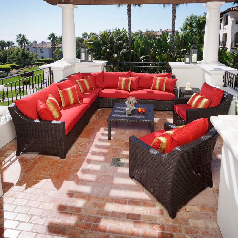 Fionnula 6 - Person Patio Conversation Set with Cushions, Cantina Red