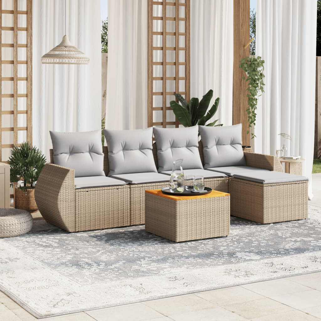 Vidaxl 6-Tlg. Garten-Sofagarnitur Mit Kissen Schwarz Poly Rattan 4