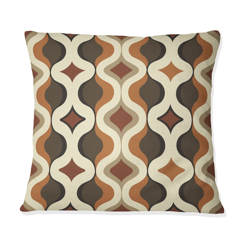 Coussin Brown Trellis Prints I - Mid-Century, H 16 po x l 16 po