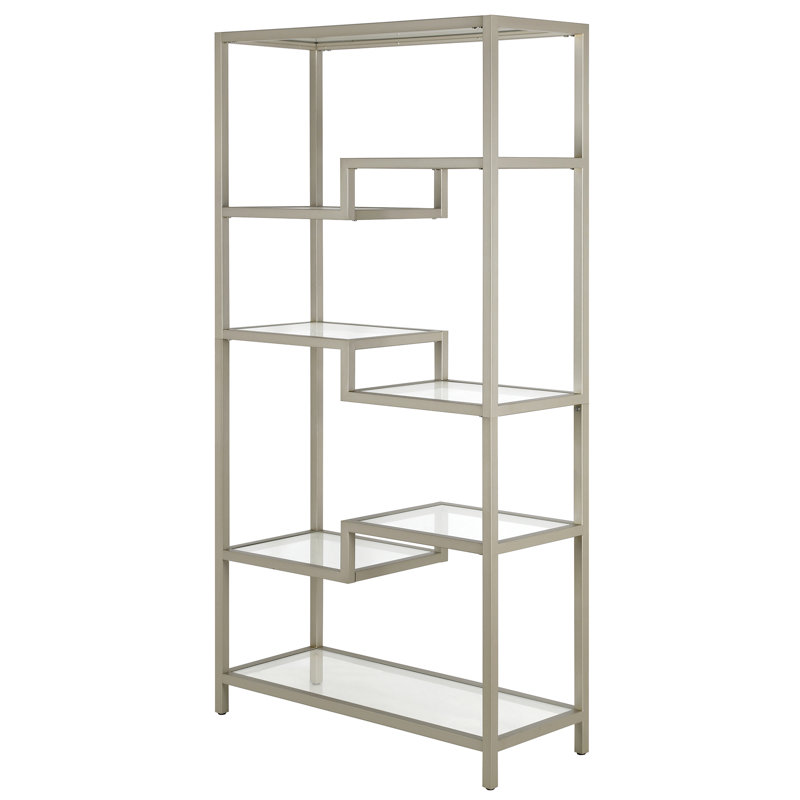 172.7cm H x 86.3cm W Steel Standard Bookcase, Satin Nickel