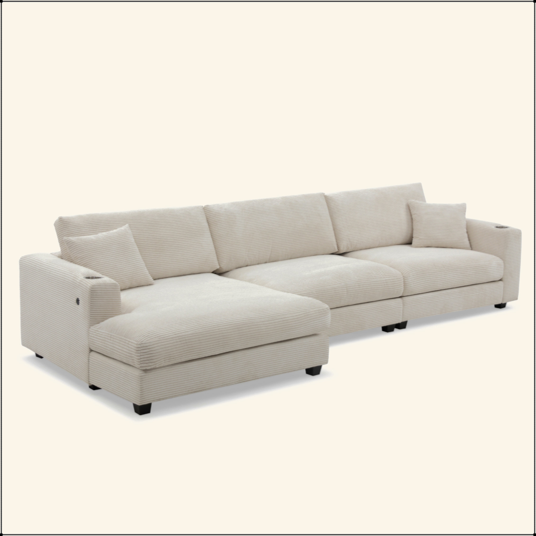 Latitude Run® 134*54" Oversized Corduroy Sectional Sofa,L Shaped Cloud ...