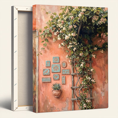 Art mural sur toile Gallery Wrap pour le salon, la chambre à coucher, le bureau ou le vestibule - décoration murale décorative avec mur floral