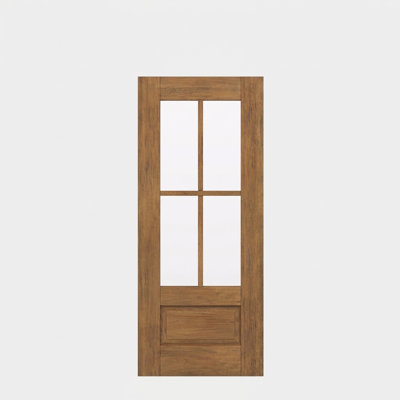 Porte d'extérieur 80 po en dalle d'acajou, SDL 4 Lite, 3/4 Lite, 1 panneau, brut