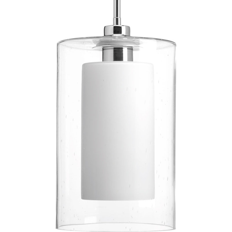 Luminaire suspendu à cylindre simple 1 lumières Lewter, Chrome poli, H 13,5 po x l 7,75 po x P 7,75 po
