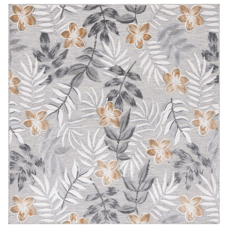 Souders Performance Floral Indoor/Outdoor Area Rug, Square 6'5"