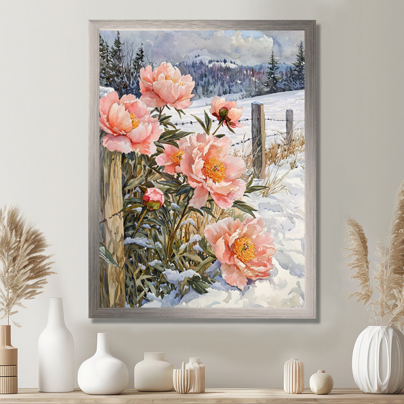 Brawley - impressions murales florales, Argent argent, H 40 po x l 30 po, Reproduction encadrée d'une seule photo