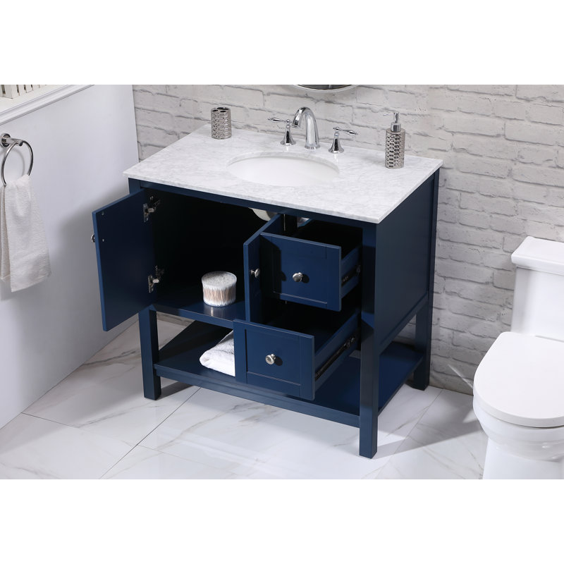 Ensemble de meuble-lavabo simple 36 po Amyra, Bleu