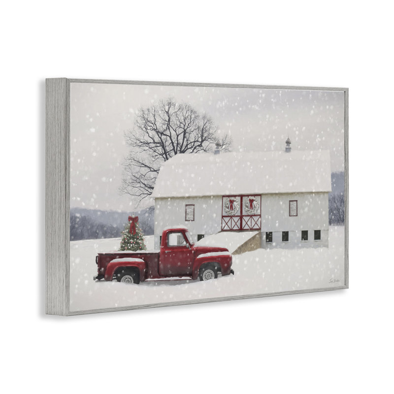 «Snowy Farmhouse on Christmas», estampe numérique encadrée, design par Lori Deiter, H 16 po x l 24 po