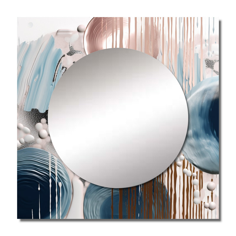 Gesuino - Miroir abstrait mural carré en marbre pour chambre à coucher, 23 po x 23 po