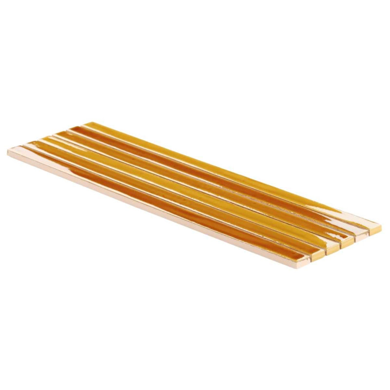 Kanbina 5x18 Brick Glossy Ceramic Mosaic Tile, Mustard