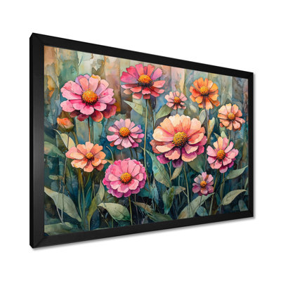 «Zinnias Summer Petals In The Breeze II», art mural Zinnias