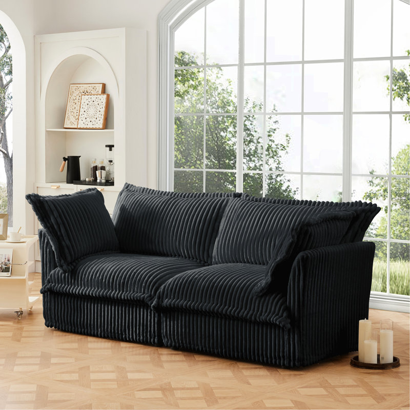 Housse détachable 2 avec assise profonde et confortable pour un petit salon en velours côtelé 2 places, Grey