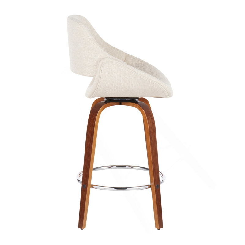 Tabouret de comptoir Fabrico Mid-Century moderne en noyer et crème par Lumisource - ensemble de 2