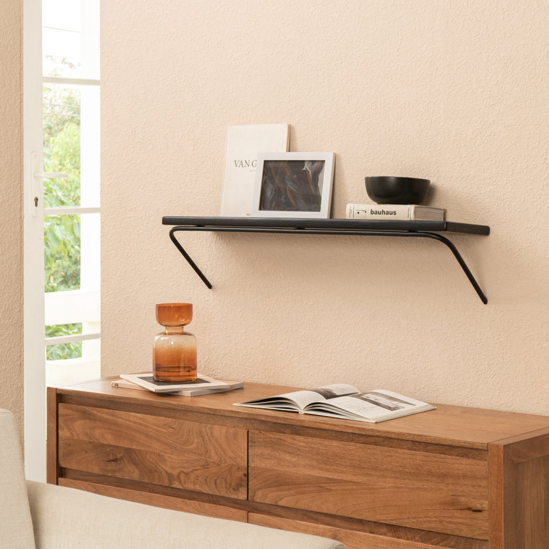 Alauna Solid Wood Wall Mounted Shelf, 19cm H x 91.5cm W x 20.5cm D