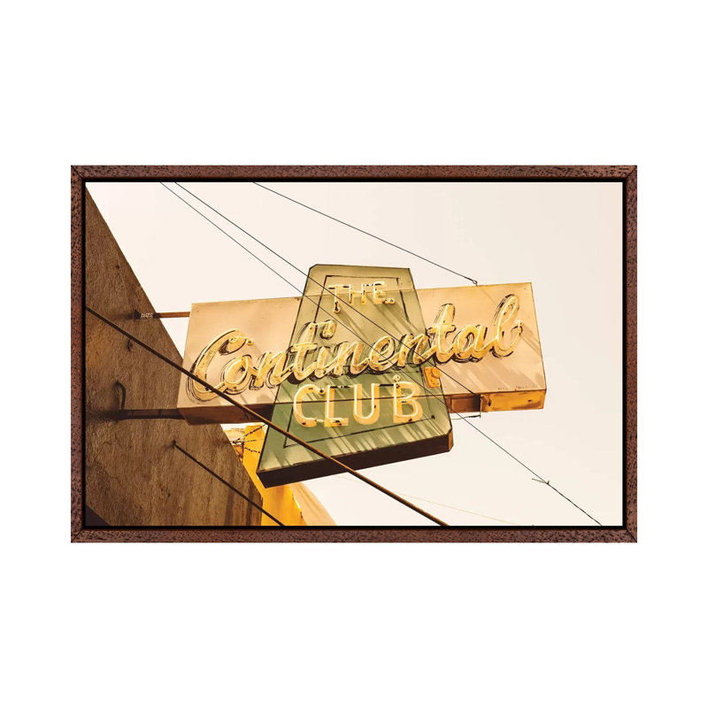 The Continental Club by Bethany Young - Print on Canvas, 45.72cm H x 66.04cm W x 3.81cm D, Classic Brown Wood Framed