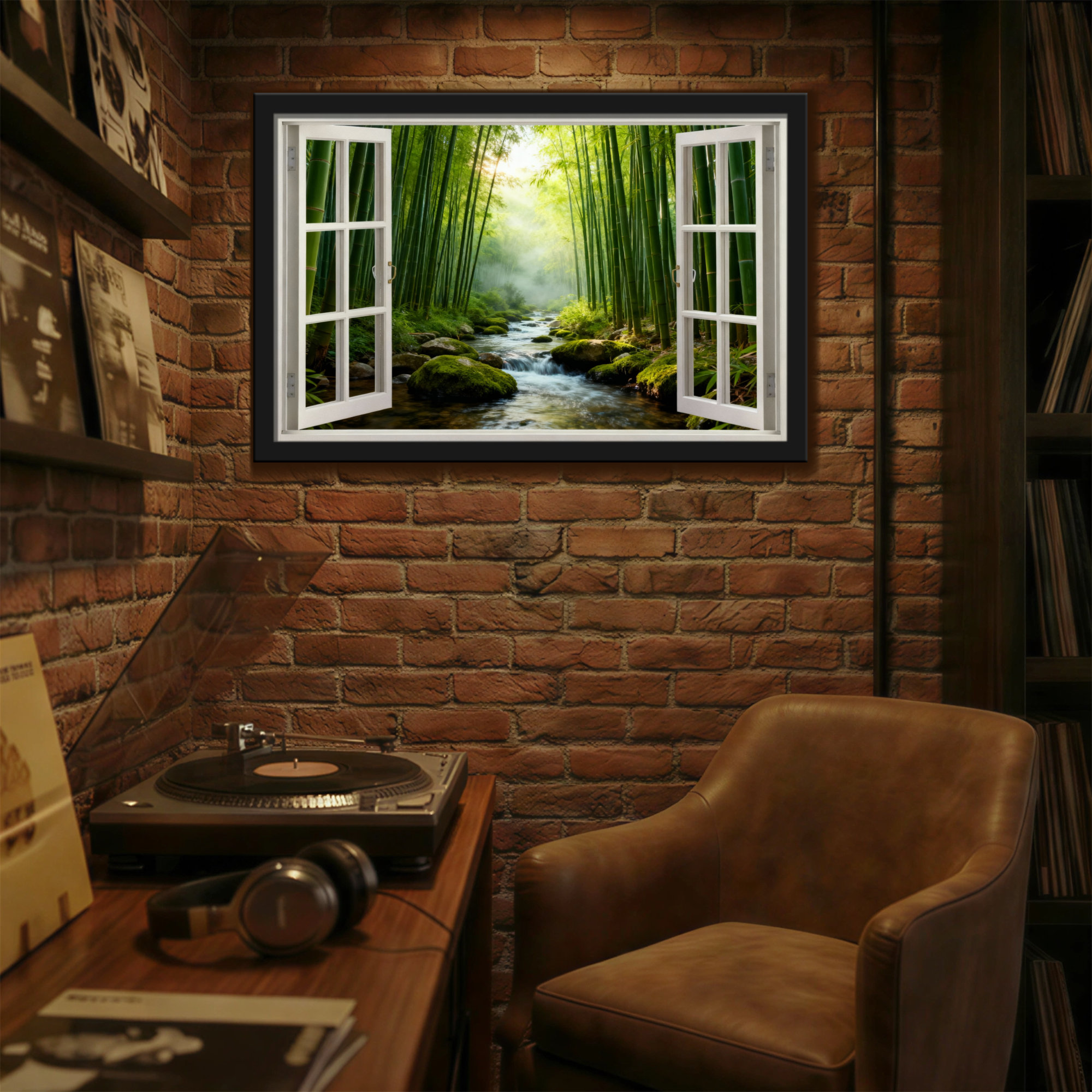 Foundry Select Landscape & Nature Bamboo Forest Stream Window View ...