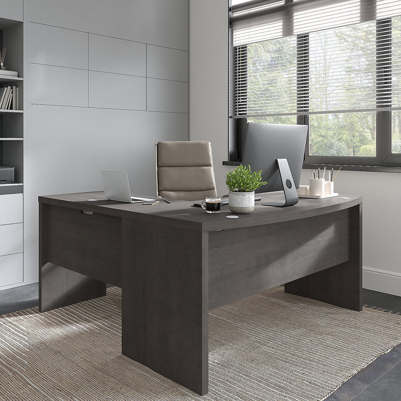 Bureau en L réversible Echo, Érable gris anthracite