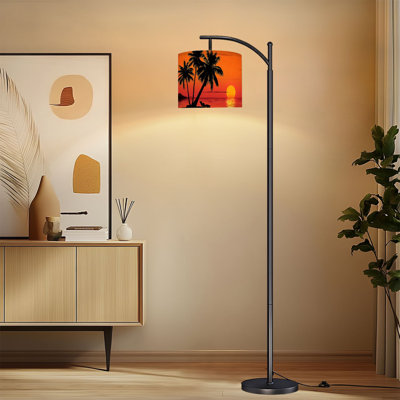 Lampe sur pied à arc avec abat-jour réglable Summer d'été Sunset View beach Coastal Lampadaire