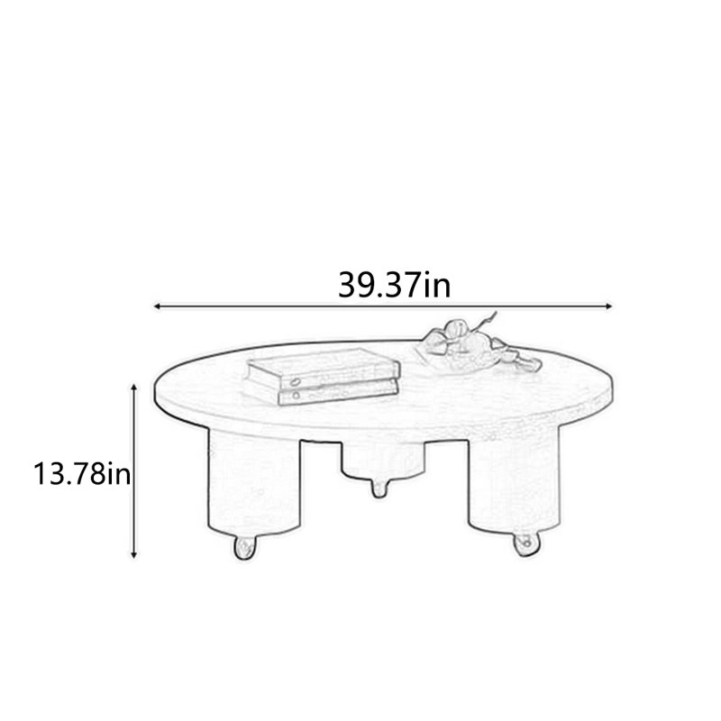 Table à thé ronde en bois massif, H 13,78 po x L 39,37 po x l 39,37 po