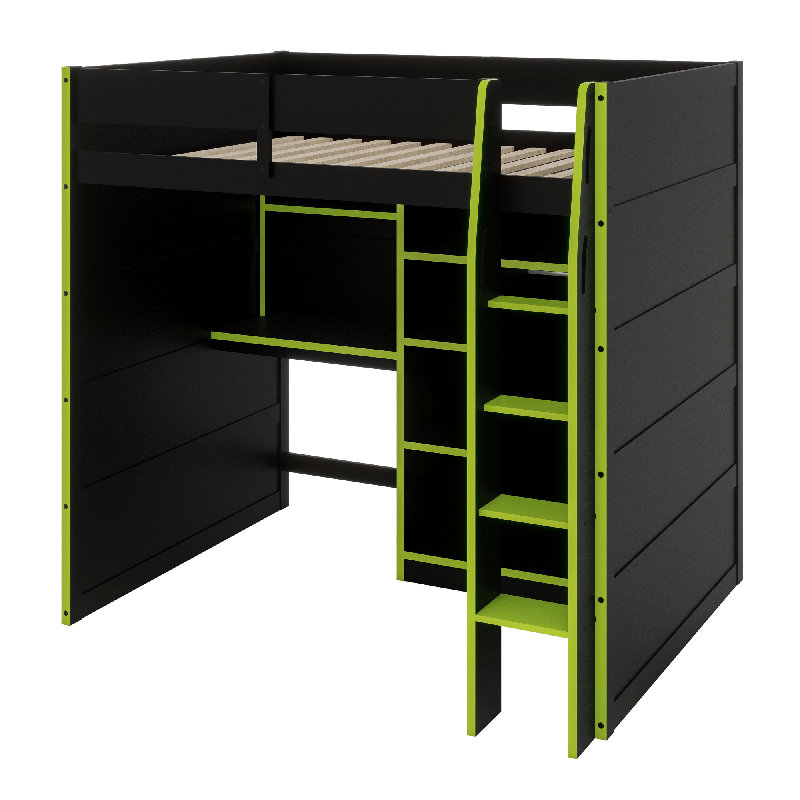Loft Bed With Desk, Green