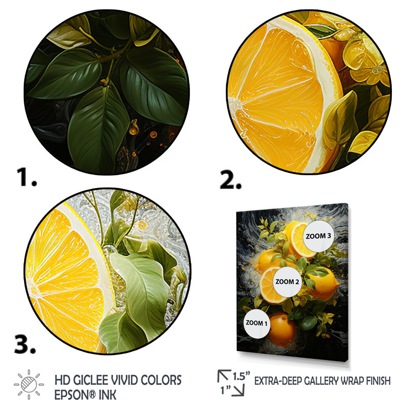 Citron agrume sérénité V - fruits, art mural, H 20 po x l 12 po x P 1 po