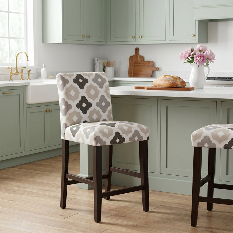 Sylva Counter & Bar Stool, Counter Stool (26” Seat Height), Espresso, Frolic Navy