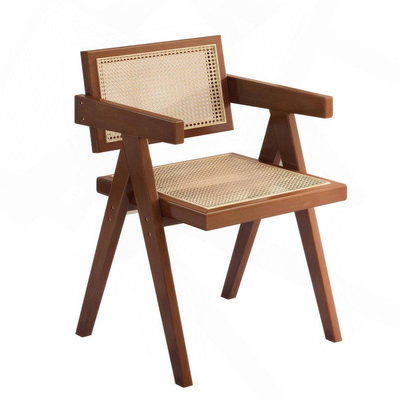 Chaise de salle à manger de style Mid-Century, chaises d'appoint en rotin, fauteuils confortables, brun, 1