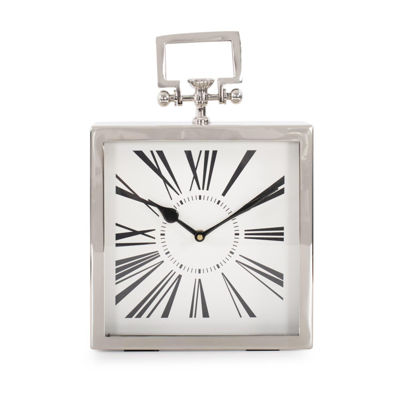 Handled Table Clock, Silver
