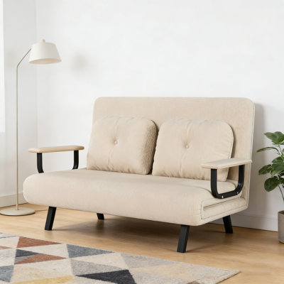 Canapé-lit convertible 5-en-1 de 46 po pour deux personnes, dossier réglable à 5 positions avec coussin, blanc (l 71,6 po x P 46 po) pour le salon et le bureau