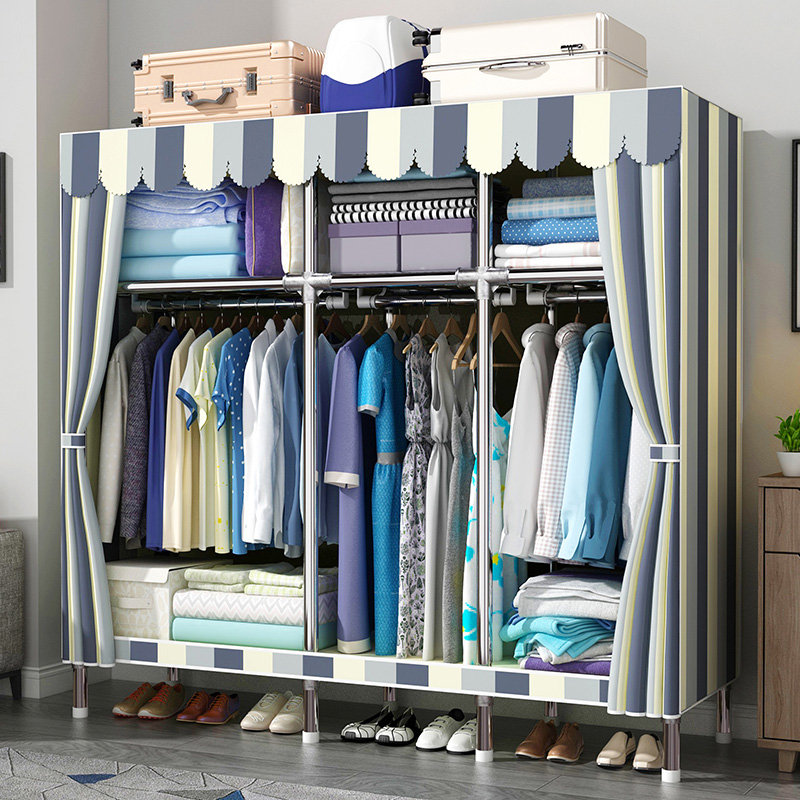 Irlene Stainless Steel Armoire, 68" H x 59" W x 18" D