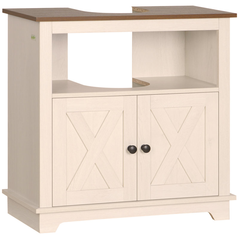 Armoire de salle de bain sous le lavabo Farmhouse, meuble-lavabo à piédestal avec portes doubles et tablettes de rangement, organisateur de salle de bain