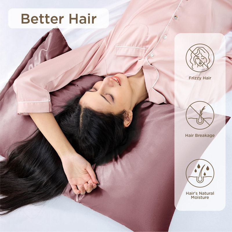 Ensemble de 2 taies d'oreiller en satin, 300 fils au pouce, GentleSoft ™, Taie d'oreiller très grande, Bleu-gris