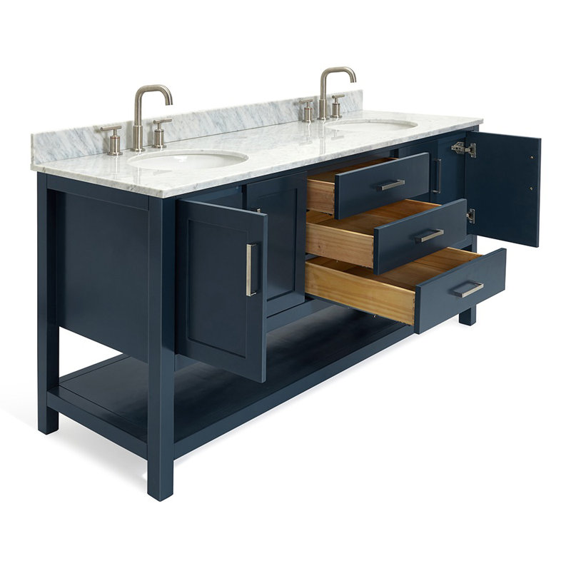 Magnolia Bath Vanity Rectangular Basin S073DCW2R,  73", Rectangle , Midnight Blue