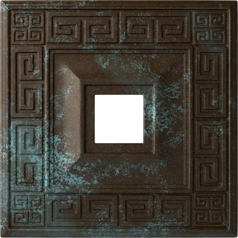 Endurathane Eris Ceiling Medallion, 18"W x 18"H x 3 1/2"ID x 1 1/8"P (Fits Canopies up to 9 7/8"), Hand-Painted Bronze Blue Patina Finish