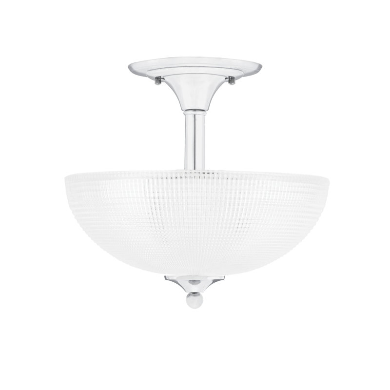 Xanthos semi-encastré 2 ampoules avec verre côtelé transparent de 13 po, Chrome