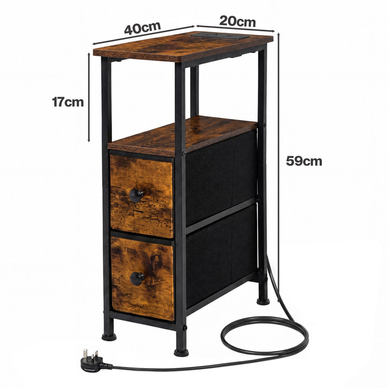 20 cm W Bedside Table, Black