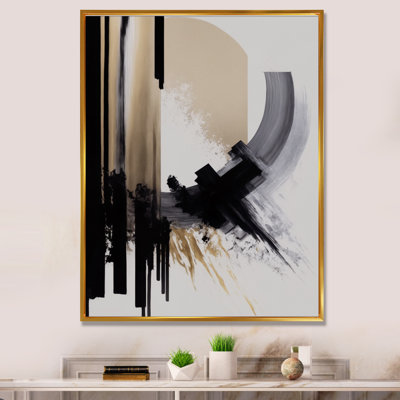 Noir, blanc et or Expression IV - art mural abstrait
