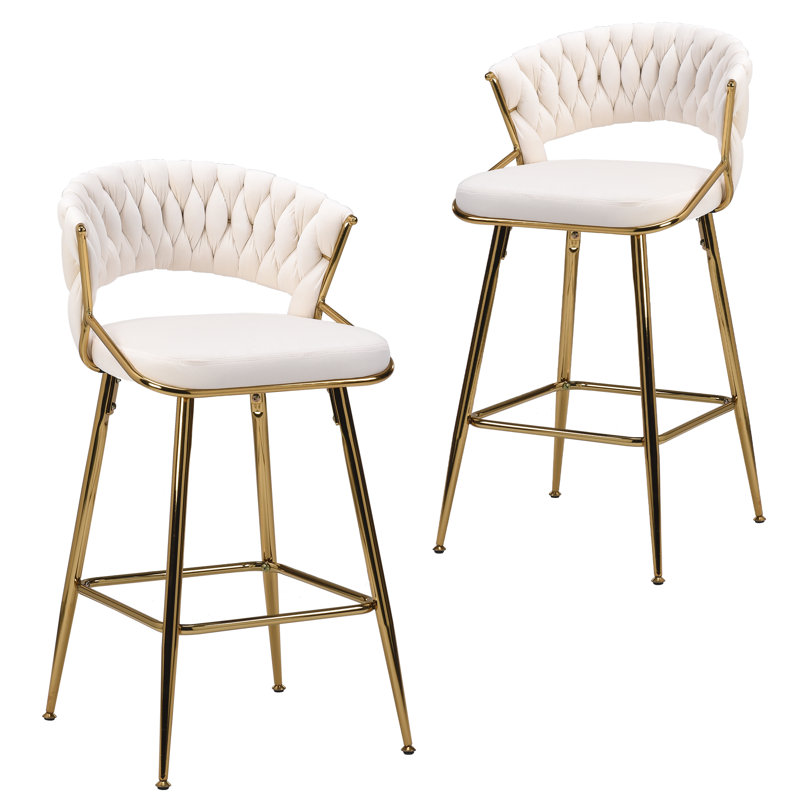 Kristyn Upholstered Counter Stool with Metal Frame, Beige