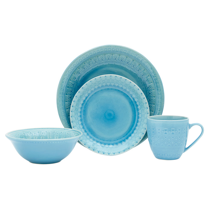 Service de table 16 pièces, service pour 4 Gracie, Turquoise