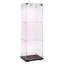 3-Tier Single Door Glass Display Cabinet with LED Puck Light,  Compact Frameless Curio Cabinet with Glass Top, Black / White-2084647868