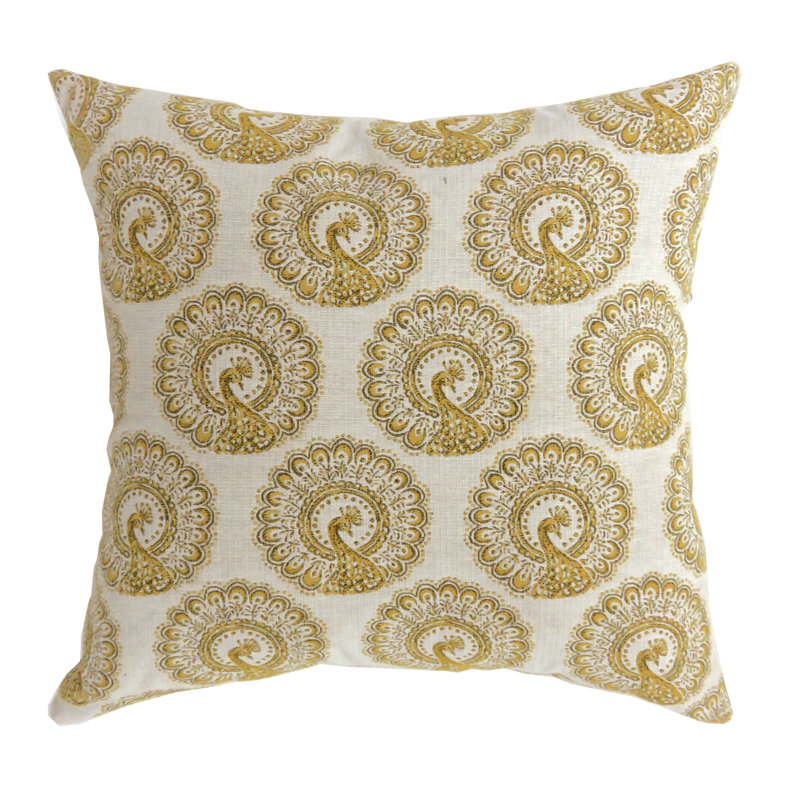Housse de coussin géométrique carrée/insert Killeen, H 18 po x l 18 po, Jaune