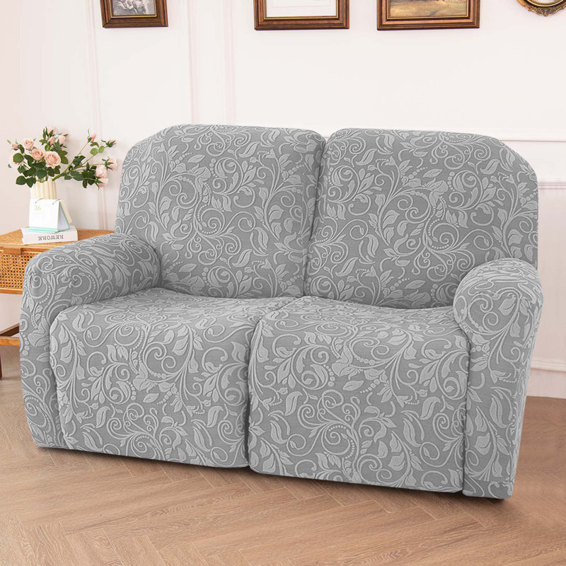Housse tricotée pour fauteuil inclinable en jacquard, Polyester gris clair