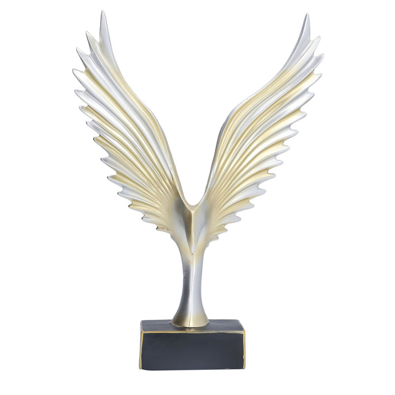 Nordic Wing Statue Sculpture en résine ornements salon moderne décoration bureau abstrait artisanat champagne or, Doré