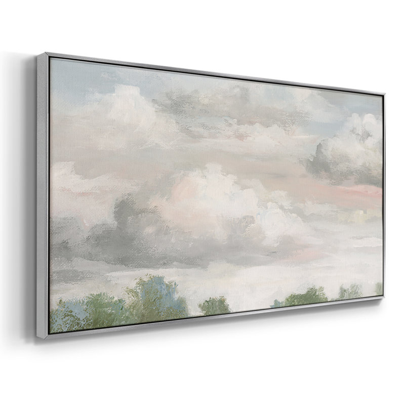«Pastel Monring Sky», toile tendue avec châssis encadré, prête à être accrochée, H 21 po x l 41 po, Argent argent