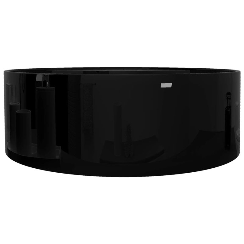 Ebern Designs Brana 30mm L x 465.1mm W Black Ceramic Circular Sink with Overflow