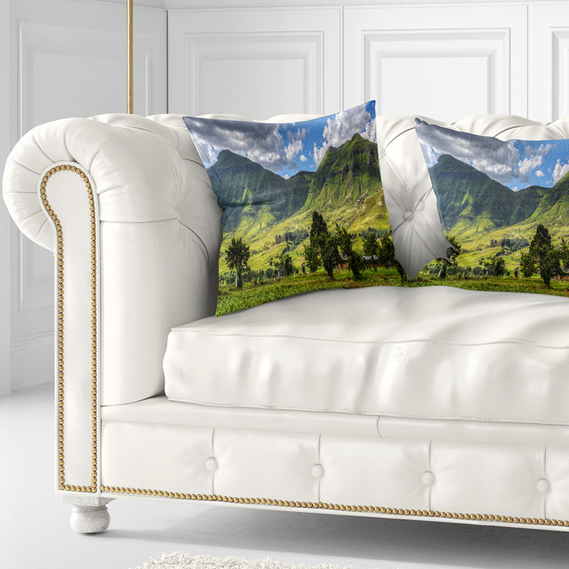 Coussin imprimé montagnes du Lesotho, 16 po x 16 po, Coussin décoratif