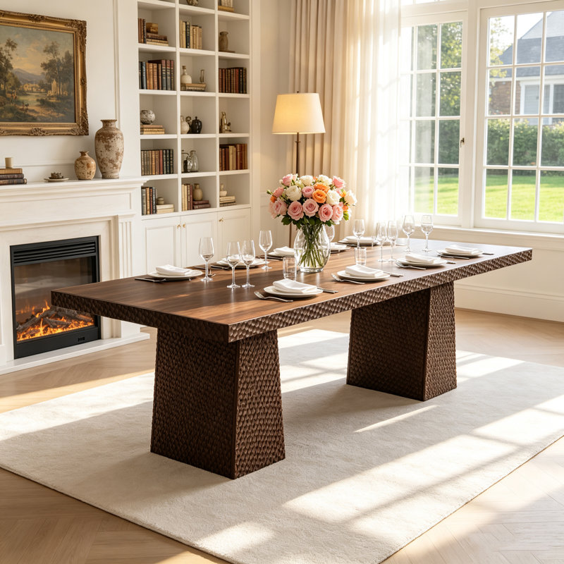 Ensemble de table et de chaises extensibles de 160 à 240 cm avec chaises rembourrées, style rustique rectangulaire, idéal pour la maison ou le bureau.