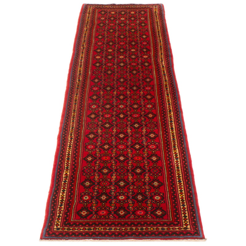 Tapis de couloir rouge unique en laine 2 pi 9 po x 9 pi 10 po Crus
