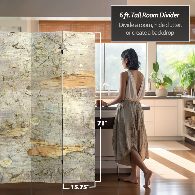 Shadow 3 Panel Room Divider, Birch Bark