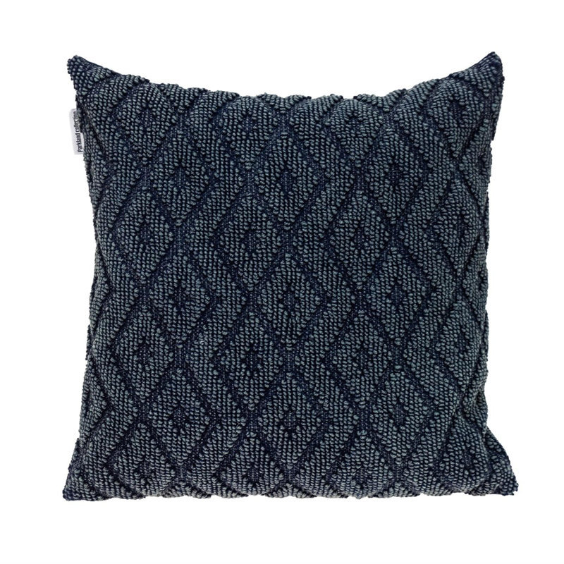Jacquard Diamond Pattern Decorative Navy Throw Pillow, Navy